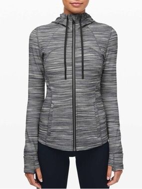 lululemon athletica Gray Striped Full-Zip Hoodie